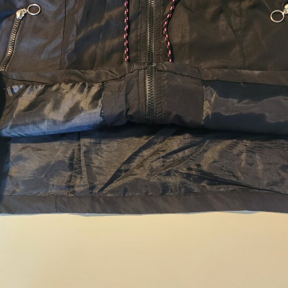 Love‎ Love Love Windbreaker Jacket Hooded Lined Zip Black Pink White Womens 1X - Picture 6 of 11